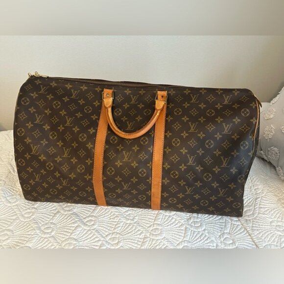 AUTHENTIC Louis Vuitton  Monogram Canvas Brown Keepall 60 Bandouliere Bag- EUC - Picture 2 of 14